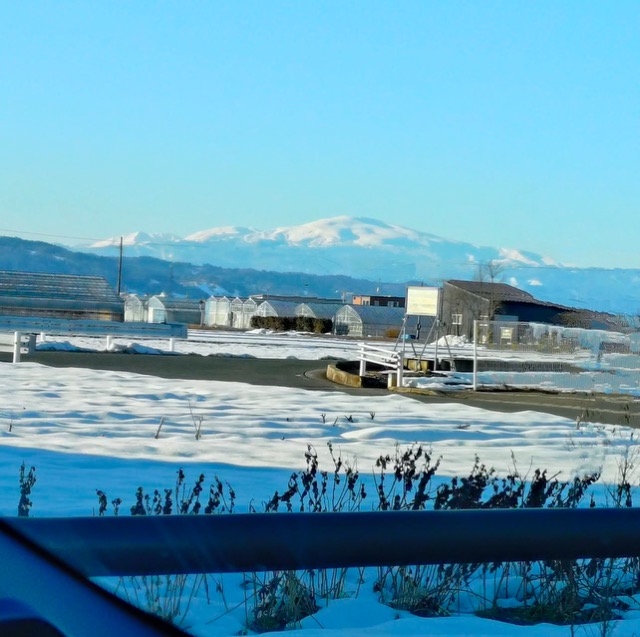 寒河江から見える月山